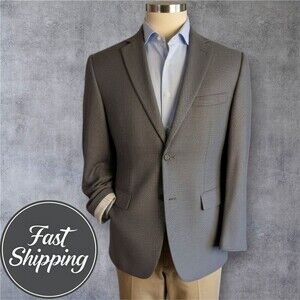 PRONTO UOMO Mens Blazer 40R WOOL Gray Sport Coat Two Button Casual Jacket